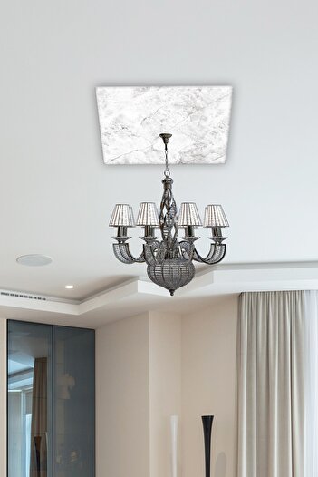 Decorita Cam Avize Göbeği | Taş Görünümlü | 50cm X 50cm