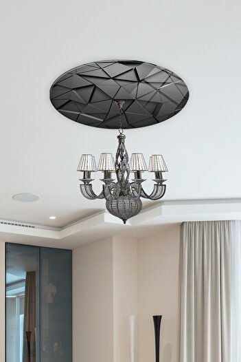Decorita Cam Avize Göbeği | Antrasit Kristal | Çap50cm