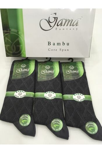 Gama Çorap 3 Pieces Bamboo 100% Natural Nylon-Free Patterned Thick Winter Men's Socks
