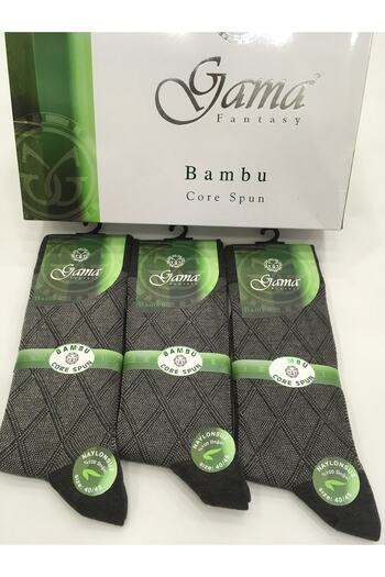 Gama Çorap 3 Pieces Bamboo 100% Natural Nylon-Free Patterned Thick Winter Men's Socks