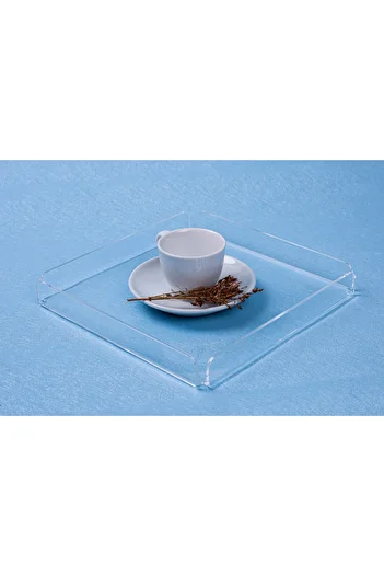 Asfal Transparent Plexiglass Tray 20x20 cm Service Coffee Tea And Presentation Tray