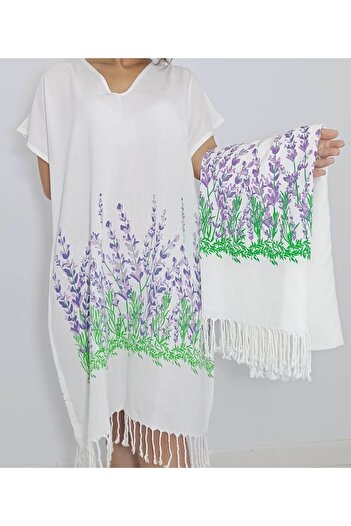 Nevin Acar Σετ ρόμπας και πετσέτας Peshtemal Lavender 2 τεμ