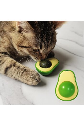 Dream Plus Avocado Shaped Natural Cat Licking Ball with Catnip Catnip 6 Cm Rotatable Cat Licking and Playing Ball