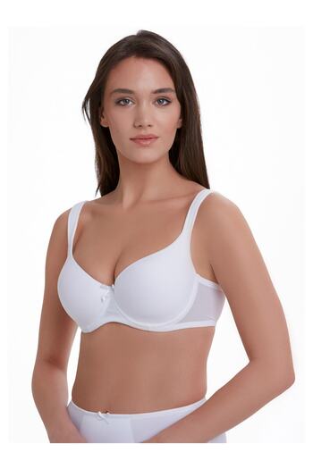 TEN Micro-Covered Non-Supported Shoulder Reinforced White Bra