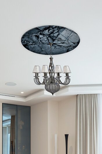 Decorita Cam Avize Göbeği | Doğal Taş Desen | Çap50cm