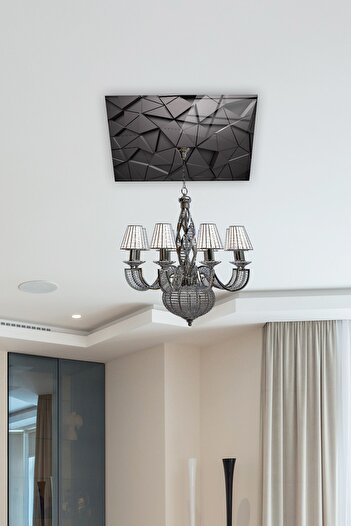 Decorita Cam Avize Göbeği | Antrasit Kristal | 50cm X 50cm
