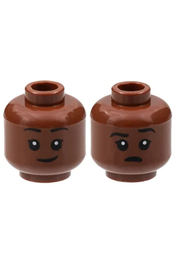 LEGO إكسسوار أصلي مخصص Moc Minifigure Minifigure وجهين بني مبتسم رأس الطفل
