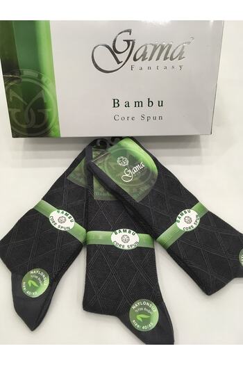 Gama Çorap 3 Pieces Bamboo 100% Natural Nylon-Free Patterned Thick Winter Men's Socks