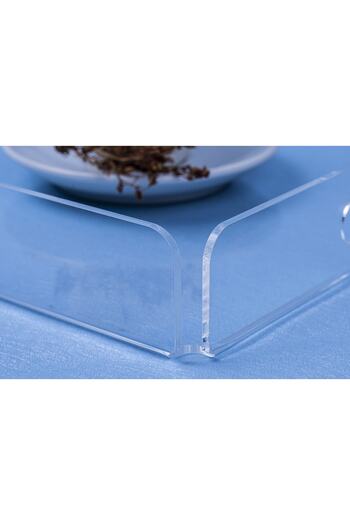 Asfal Transparent Plexiglass Tray 20x20 cm Service Coffee Tea And Presentation Tray