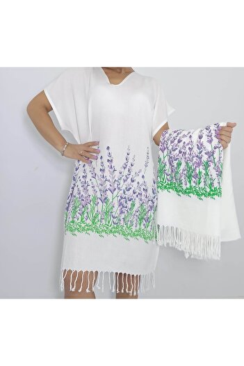 Nevin Acar Σετ ρόμπας και πετσέτας Peshtemal Lavender 2 τεμ
