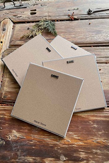 Oscar Stone Decor Çerçeveli Taş Tablo 20x20cm 4'lü Set(384-1115-321-345)vav Allah Elif Muhammed