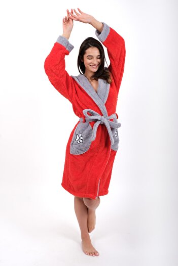 Eymir Home Collection Welsoft-fleece-plush Women's Dressing Gown Hooded Bathrobe