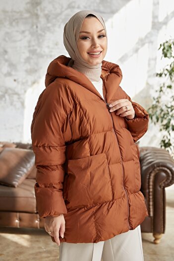 InStyle Mona Casual Puffer Coat - Tan