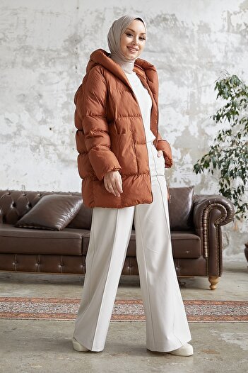 InStyle Mona Casual Puffer Coat - Tan