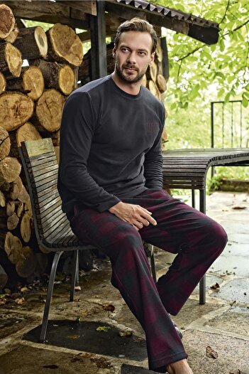 Aydoğan Black Men's Fleece Pajama Set