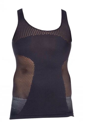 Emay Men's Black Seamless Mesh Athlete Corset E1006