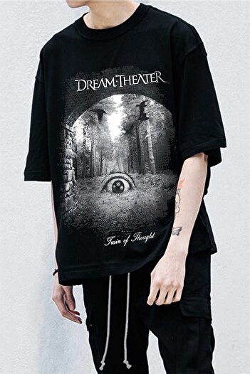 Touz Чорна унісекс-футболка Dream Theater з принтом у стилі рок-метал - Eyl Boutique