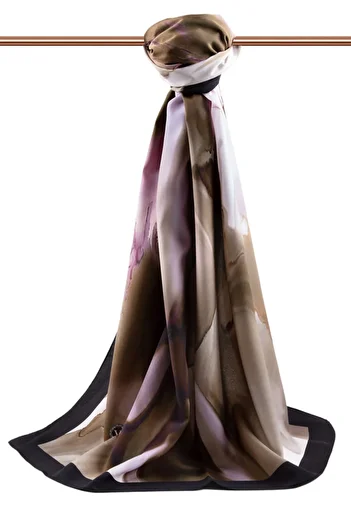 Vissona Γυναικείο σάλι πολυτελείας Medina Silk Brown - Plum