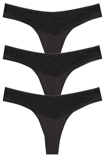 papatya lingerie 3-х панельний мікро лазерний стрінги з мереживними деталями
