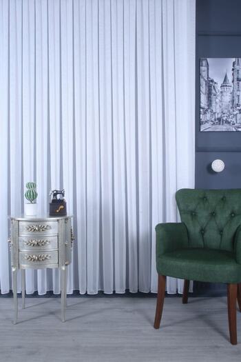 Brillant Linen Look Plain Boutique Shiny Tulle Curtain 1/3 Close Pleat