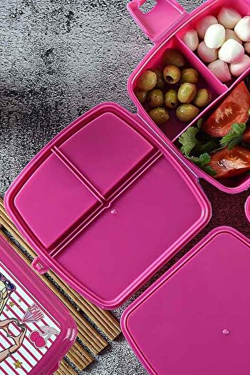 MasterCar Lisanslı 4 Bölmeli Piknik Seti Mama Beslenme Kutusu Yemek Saklama Kabı - Beslenme Çantası Çocuk