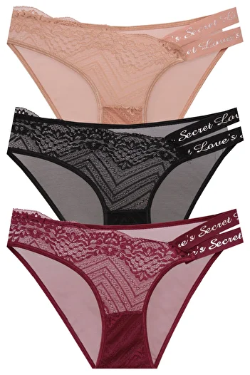 papatya lingerie 3-пари труси з подвійною резинкою на талії та золотим принтом
