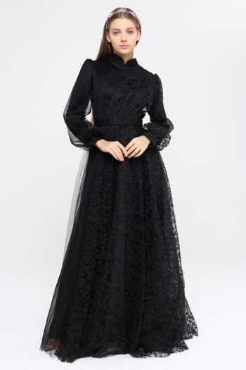 Asees Hijab Evening Dress Dream Tulle Glitter Printed Evening Dress