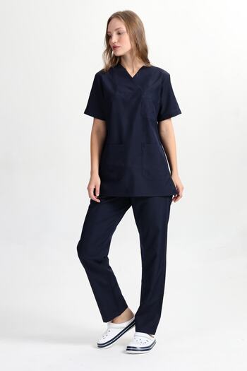 BAŞAK Envelope Collar Doctor Nurse Jersey Guard Set (ALPAKA FABRIC)