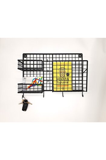 GO DEKOR New 7-hook Decorative Magazine Holder Wall Shelf - 3-eye Type