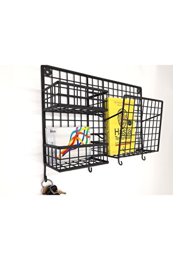GO DEKOR New 7-hook Decorative Magazine Holder Wall Shelf - 3-eye Type