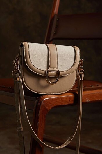 Manuka Canvas Detailed Buckle Bag Beige