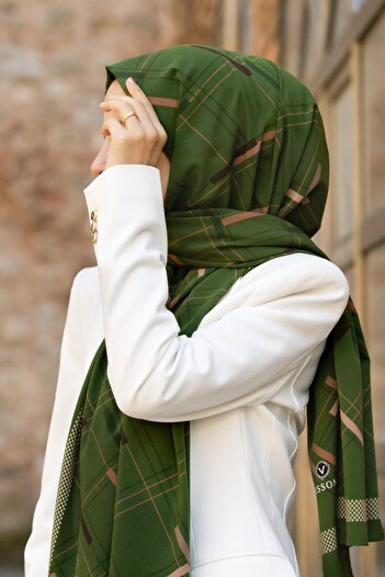 Vissona Women's Luxury Medina Silk Shawl Emerald Green - Beige