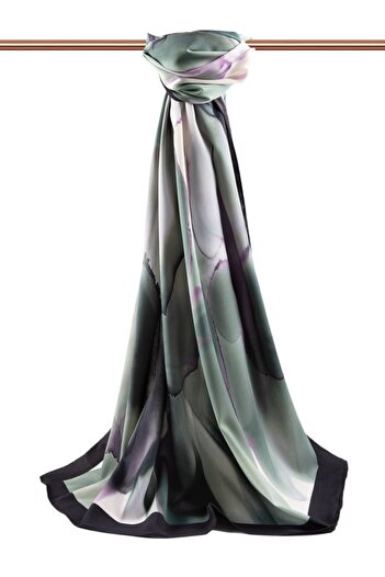 Vissona Women's Luxury Medina Silk Shawl Petrol Green - Lilac