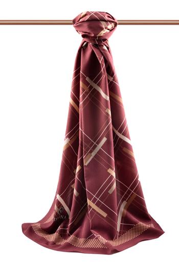 Vissona Women's Luxury Medina Silk Shawl Burgundy - Beige