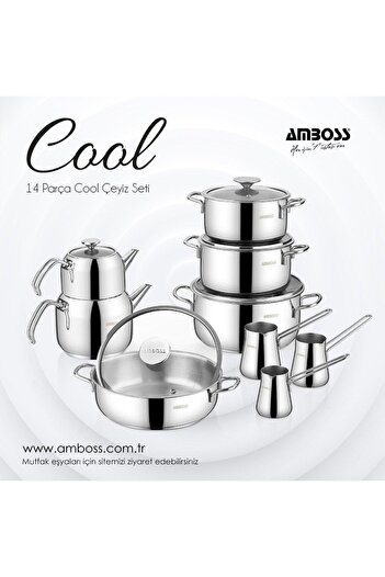 Amboss Cool 14 Piece Stainless Steel Induction Base Dowry Set - Silver