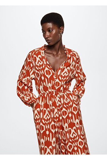 MANGO Woman Patterned Fluid Jumpsuit