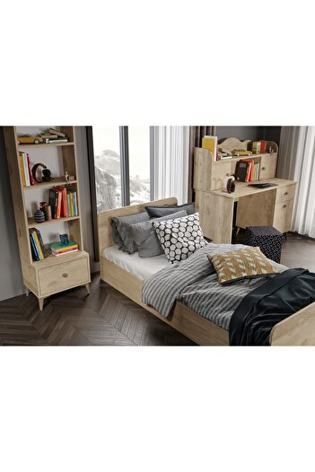 WENCE Modern Genç Odası Takımı Meşe - 4 Parçalı Ve Tamamı 1. Kalite Mdf