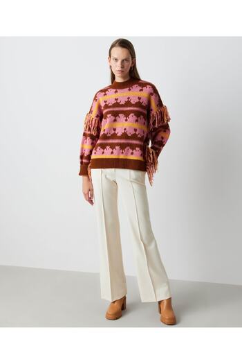 İpekyol Patterned Tassel Striped Knitwear