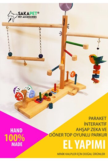 SAKAPET Interactive Sparkle - Wooden Intelligence and Rotating Ball Fun Track Sdp2