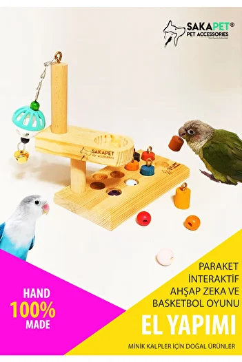 SAKAPET Interactive Wooden - Bird Intelligence and Basketball Game