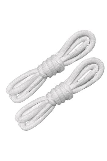 Foottab 120 Cm Round Laces, Herringbone Pattern Boots Shoelaces, 1 Pair, White