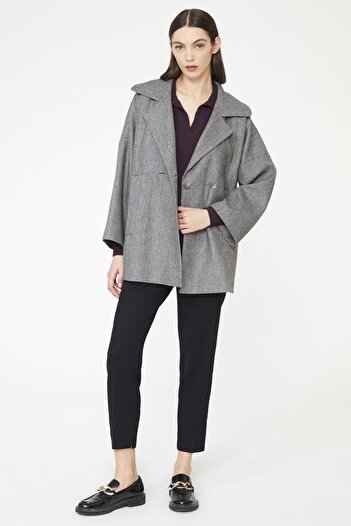 adL Embroidery Detailed Long Sleeve Coat