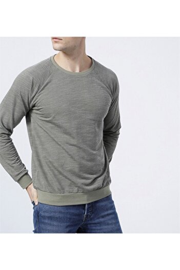 Kübra Tekstil Ανδρικό φούτερ Basic Ribbed Sleeve
