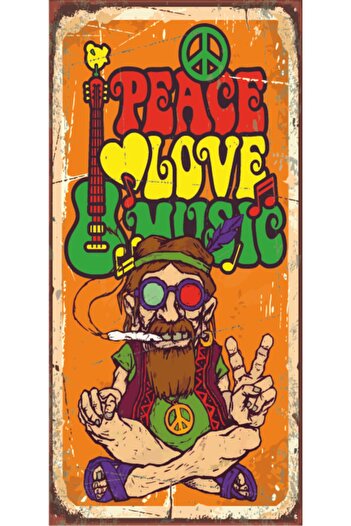 Hayat Poster Hippie Dad (10 cm X 20 cm) Mini Retro Wooden Poster