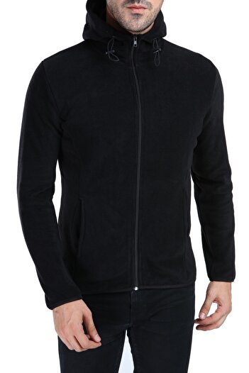 GHASSY CO. Men's Black Hooded Fleece Jacket
