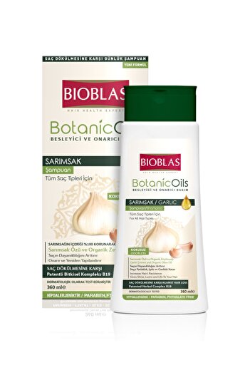 Bioblas Botanical Oils 360ml Garlic Extract Nourishing and Repairing Shampoo - Dry and Damaged Hair