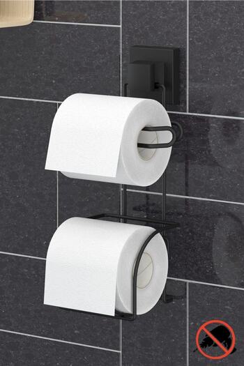 Teknotel No Punching Screw Drill!Easyfıx Adhesive Refilled Toilet Paper Holder Matte Black Ef282
