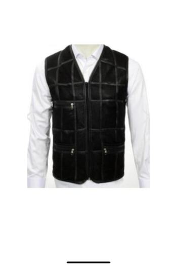 Veni Vidi Vici Men's Black Fur Lined Vest
