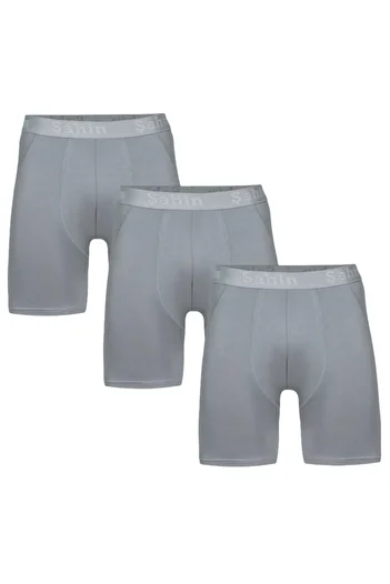 Şahin Men's Gray Long Modal Boxers - Economical Pack of 3