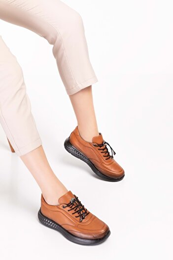 Gondol Inside and Outside Genuine Leather Faylon Sole Lightweight Sports Shoes Es.110 - Tan - 38